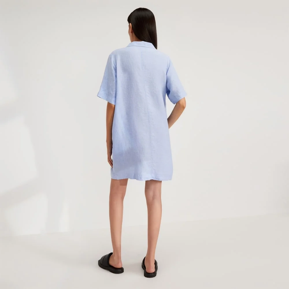 The Linen Workwear Dress | Light Blue (2)