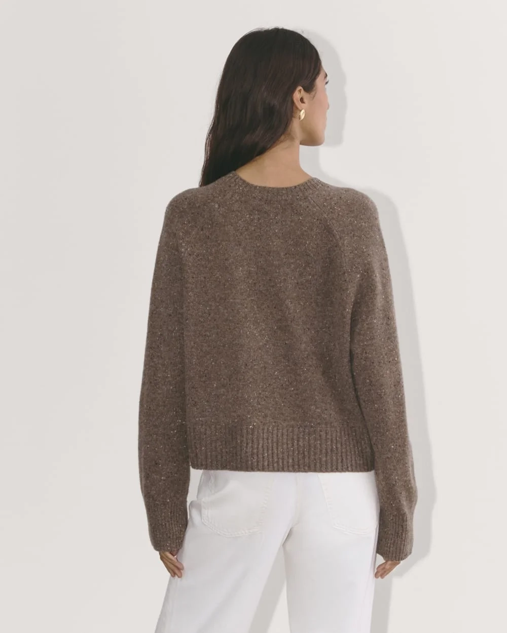 The Boxy Crew in Cashmere | Taupe Brown Donegal (3)