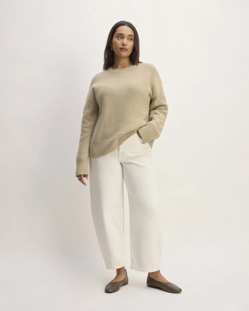 The Cotton Honeycomb Square Crew | Trench Coat Khaki (2)