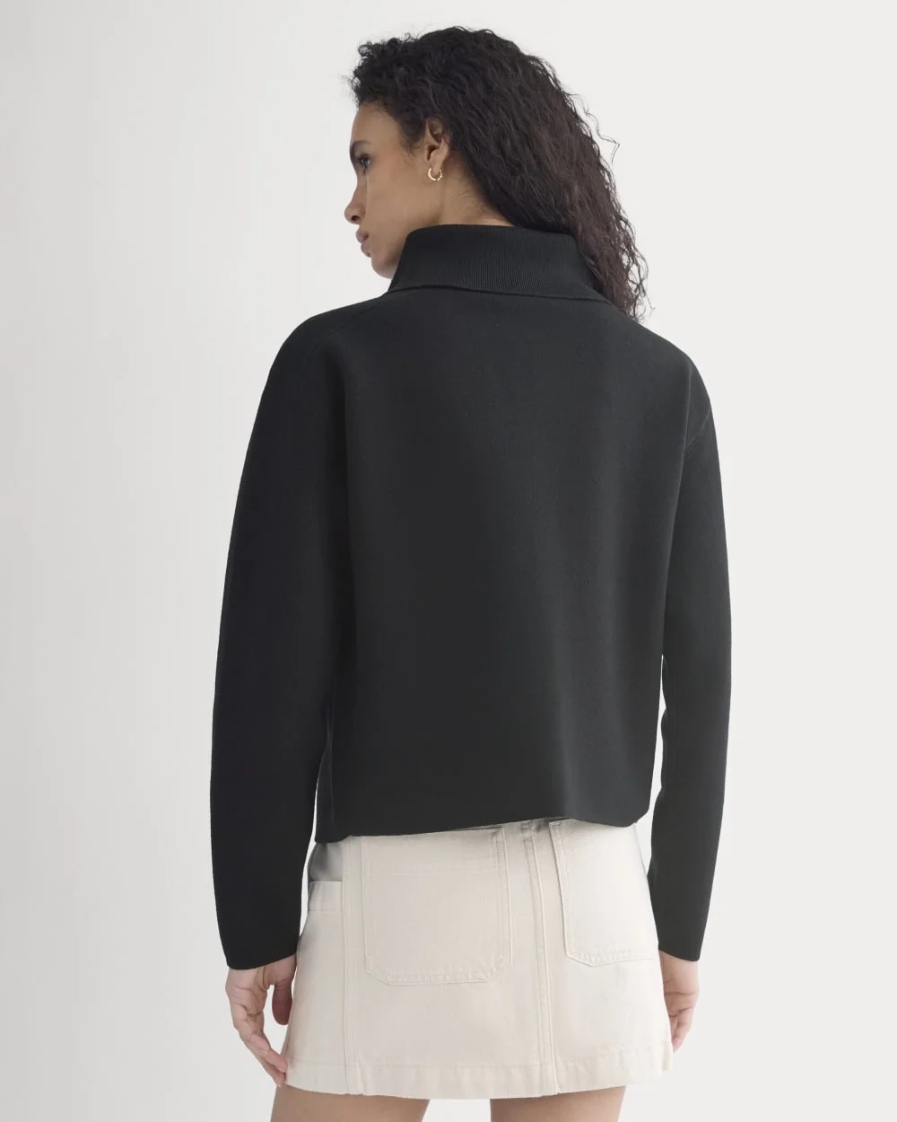 Double Knit Half-Zip in Cotton Merino | Black (2)
