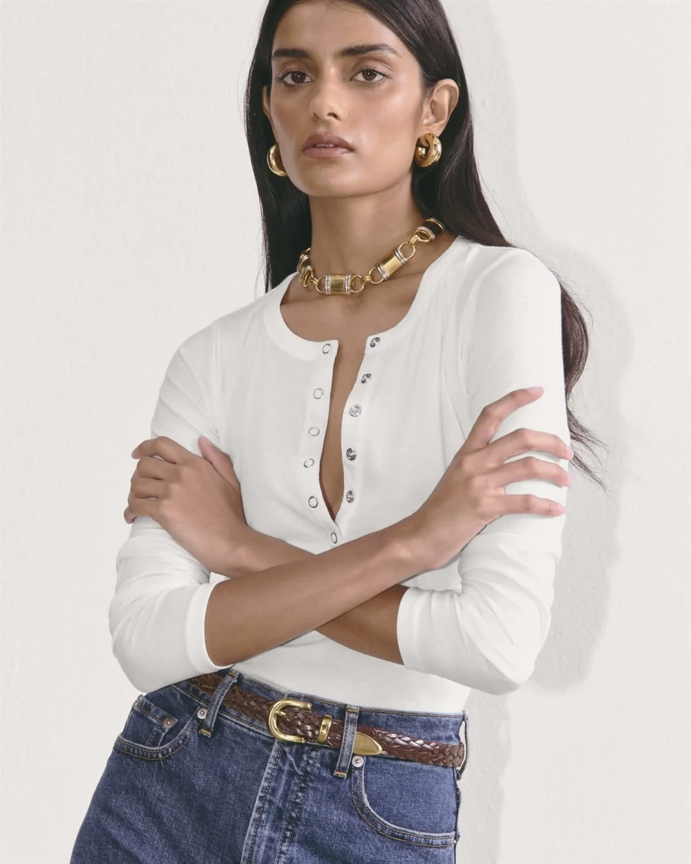 The Luxe Rib Henley | White (4)
