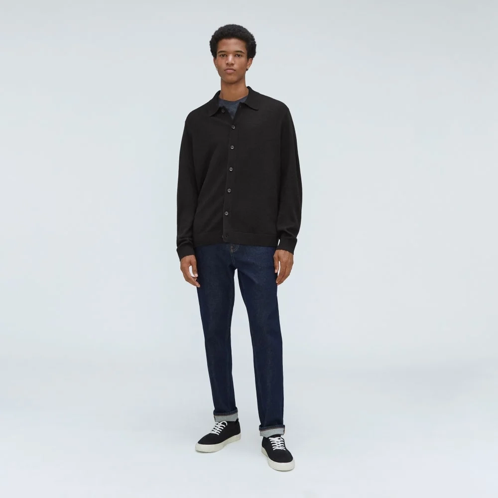 The Merino-Blend Sweater Polo | Black (2)