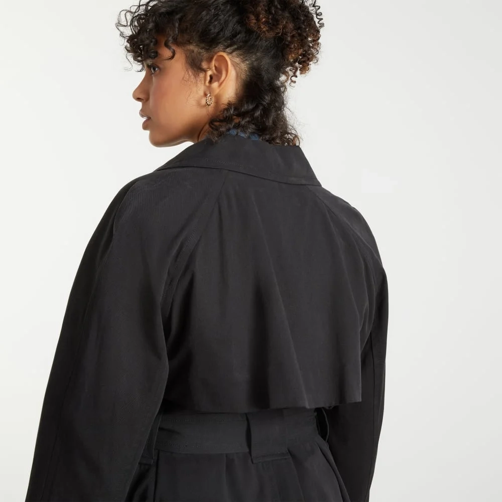 The Gathered Drape Trench | Black (2)