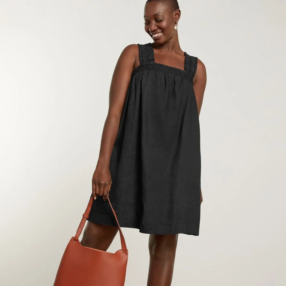 The Smocked Linen Dress | Black (2)