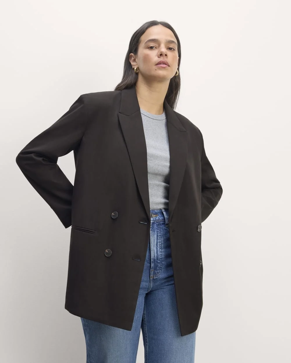 The Double-Breasted Blazer in Buttersmooth | Black