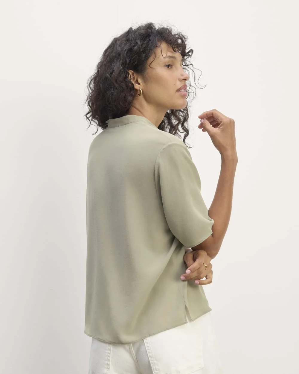 The Popover Top in Washable Silk | Seagrass (2)