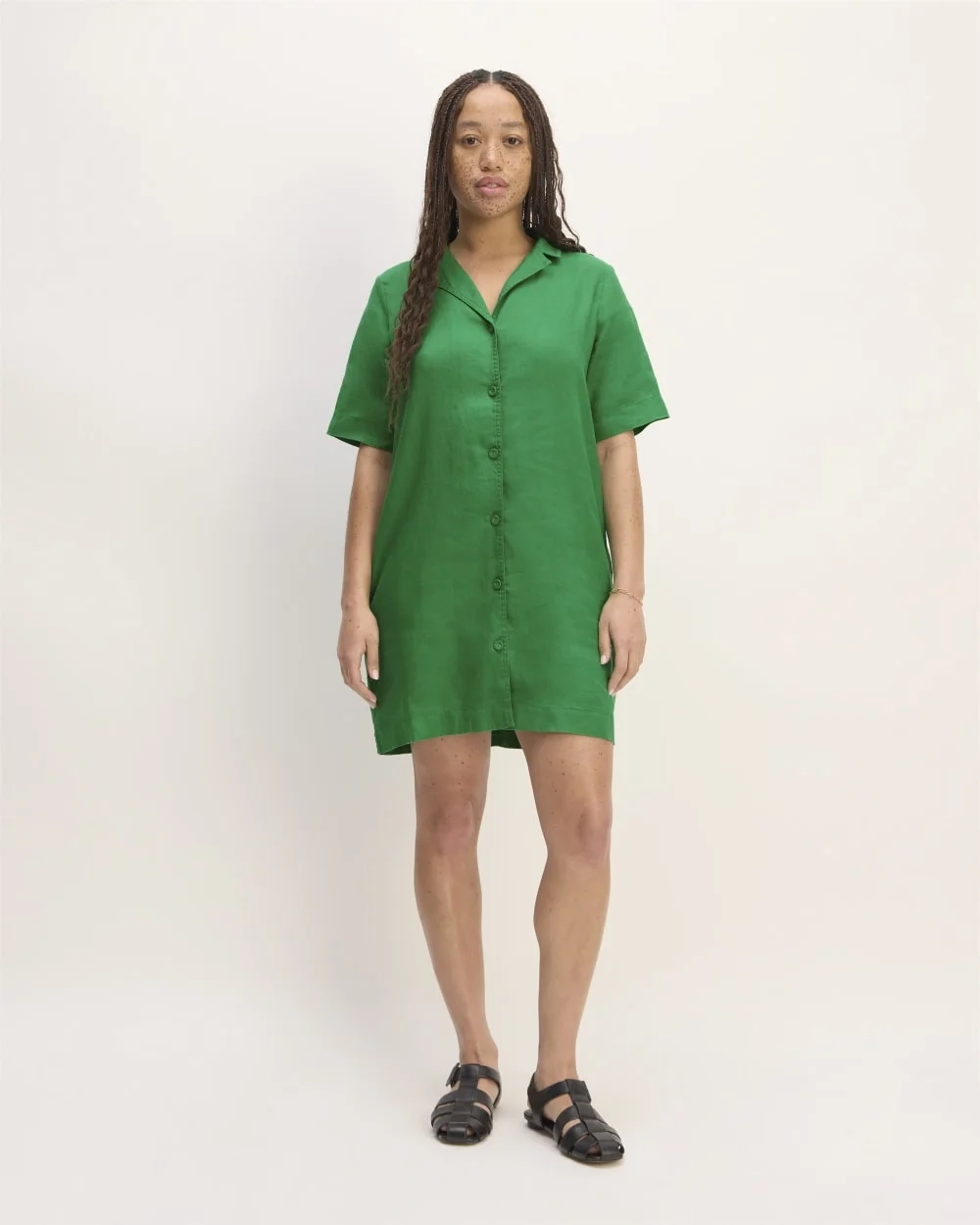 The Shirtdress in Linen | Grass Green (3)