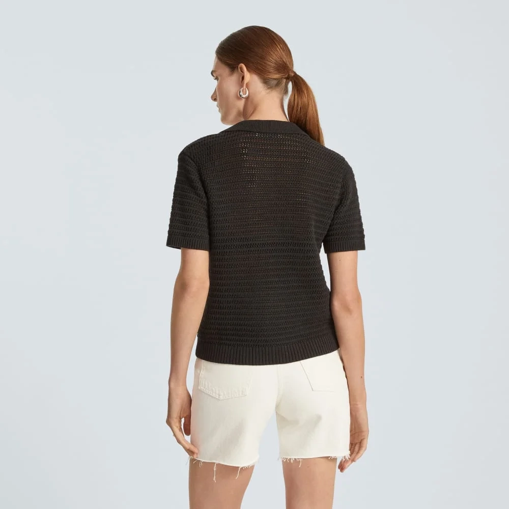 The Crochet Knit Polo | Black (3)