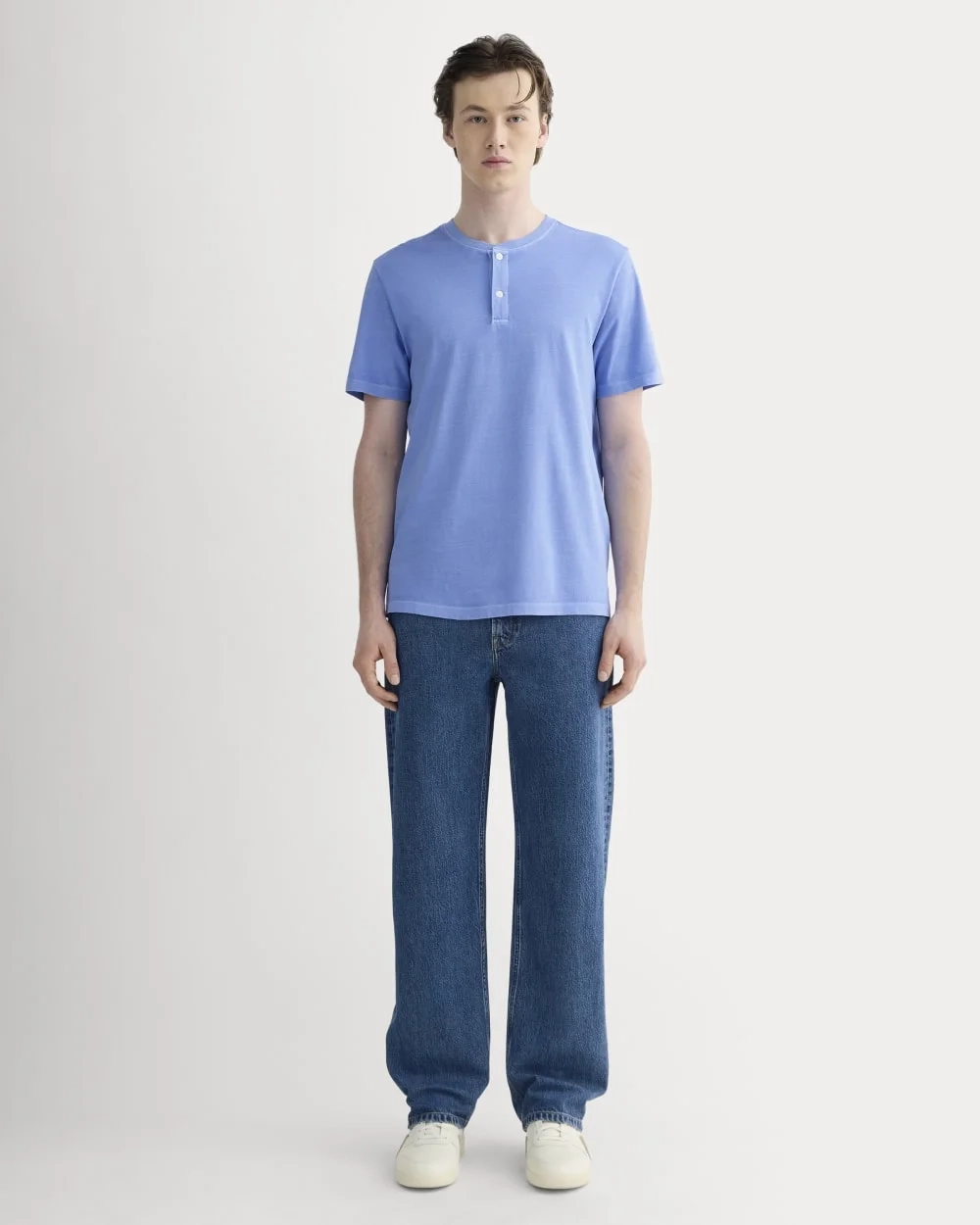The Essential Organic Garment-Dyed Henley | Granada Sky Blue Garment Dye (2)