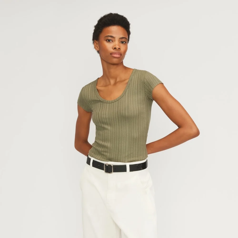 The Rib Soft Knit Scoop-Neck Tee | Kalamata