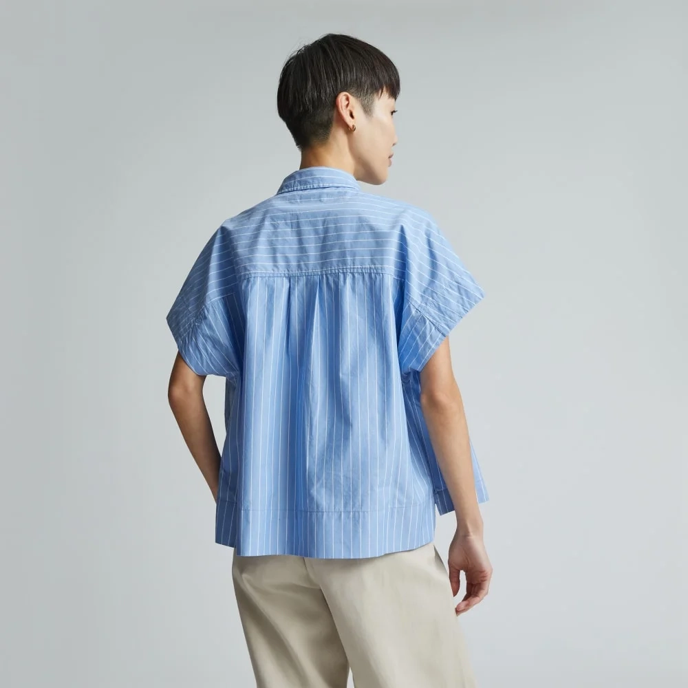 The Short-Sleeve Box Shirt |  Mariner Blue / White (2)