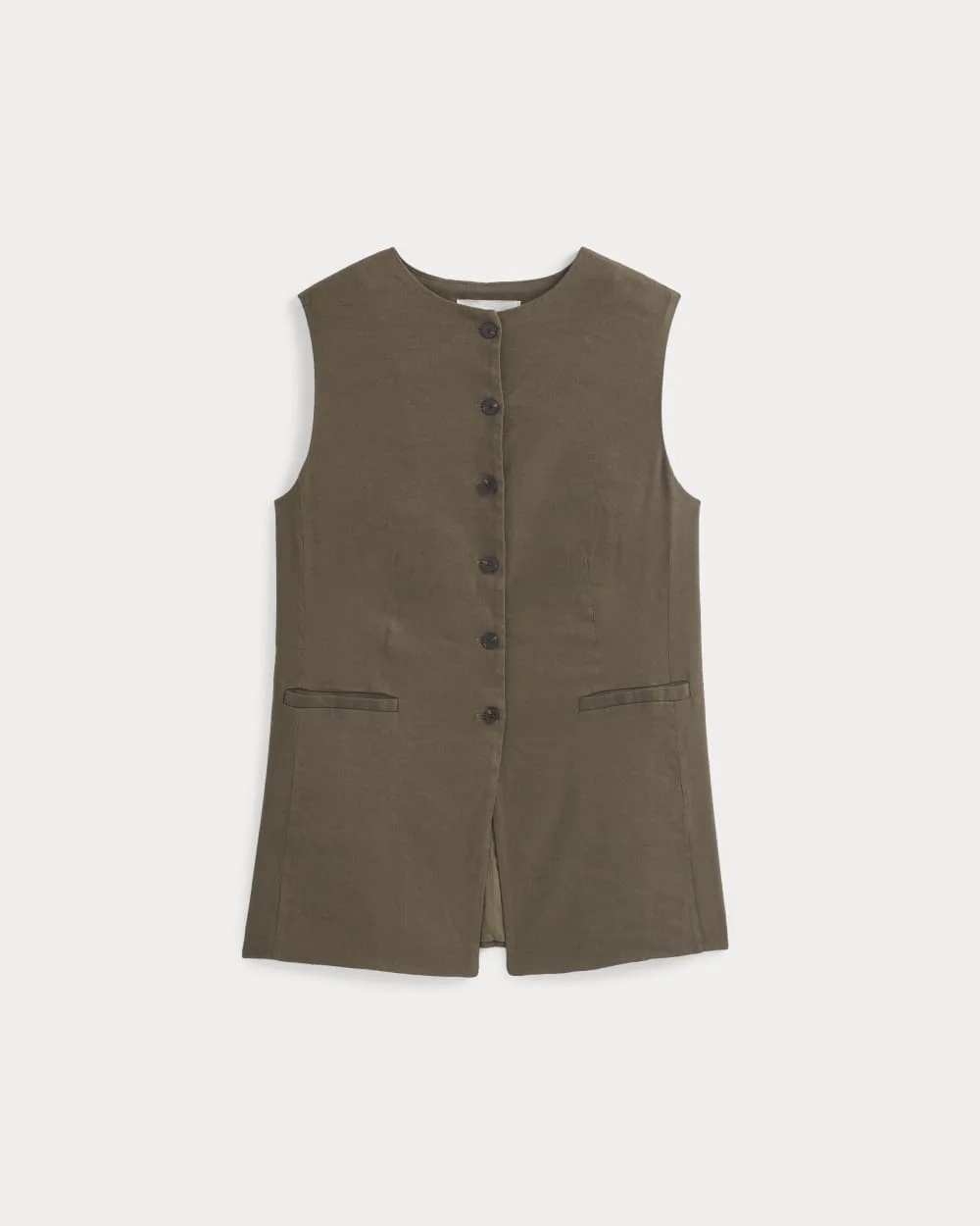Long Vest in Stretch Linen | Beech (3)
