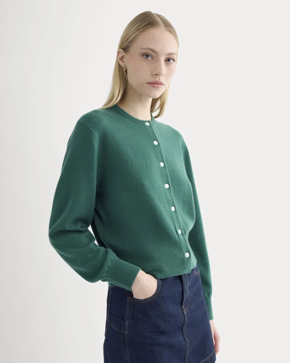 Cashmere Cropped Cardigan | Hunter Green (2)