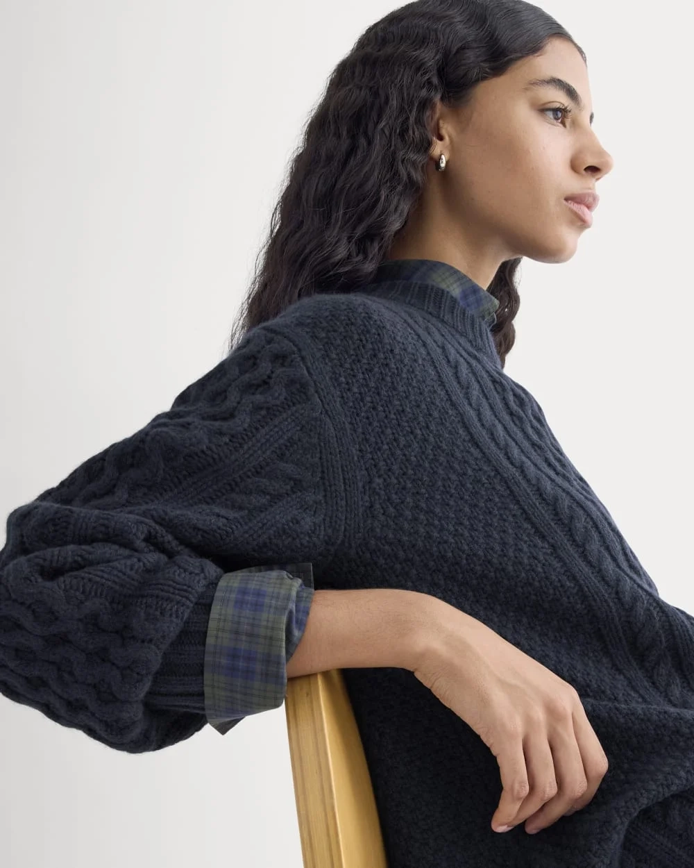 Cable Sweater in Luxe Merino | Navy (3)