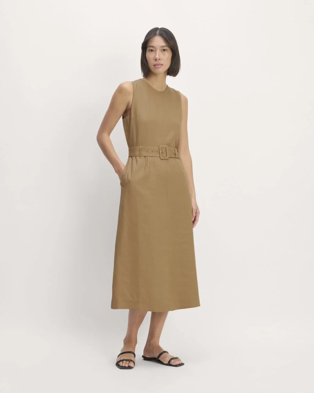 The Linen Belted Midi Dress | Tiger's Eye (3)