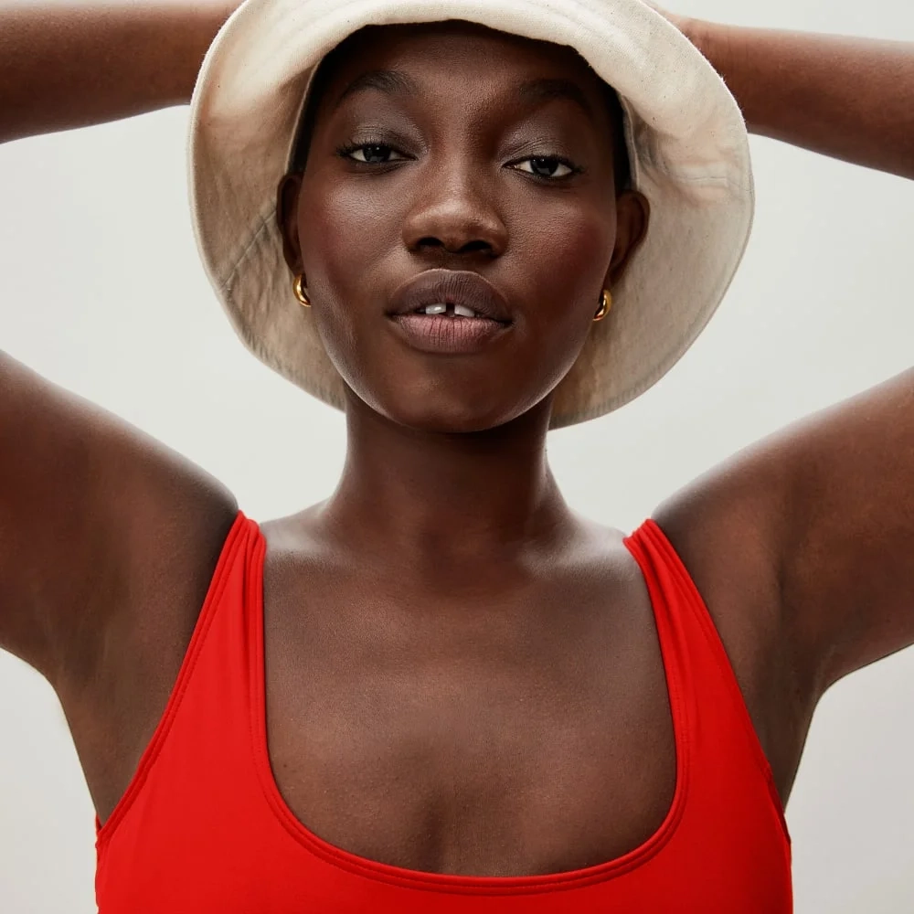 The Square-Neck One-Piece | Bright Red (2)