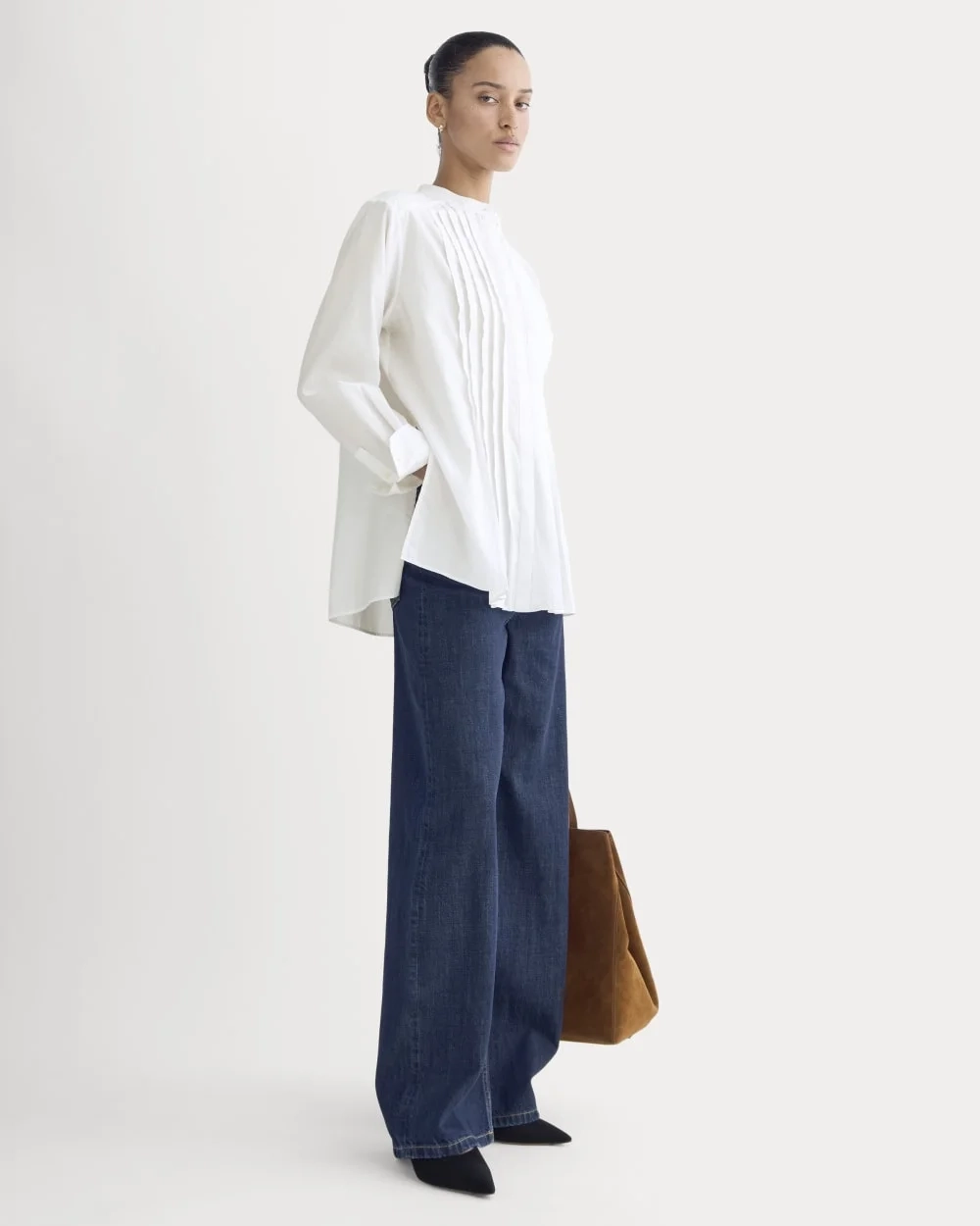 The Pleated Shirt in Silky Cotton | White (2)