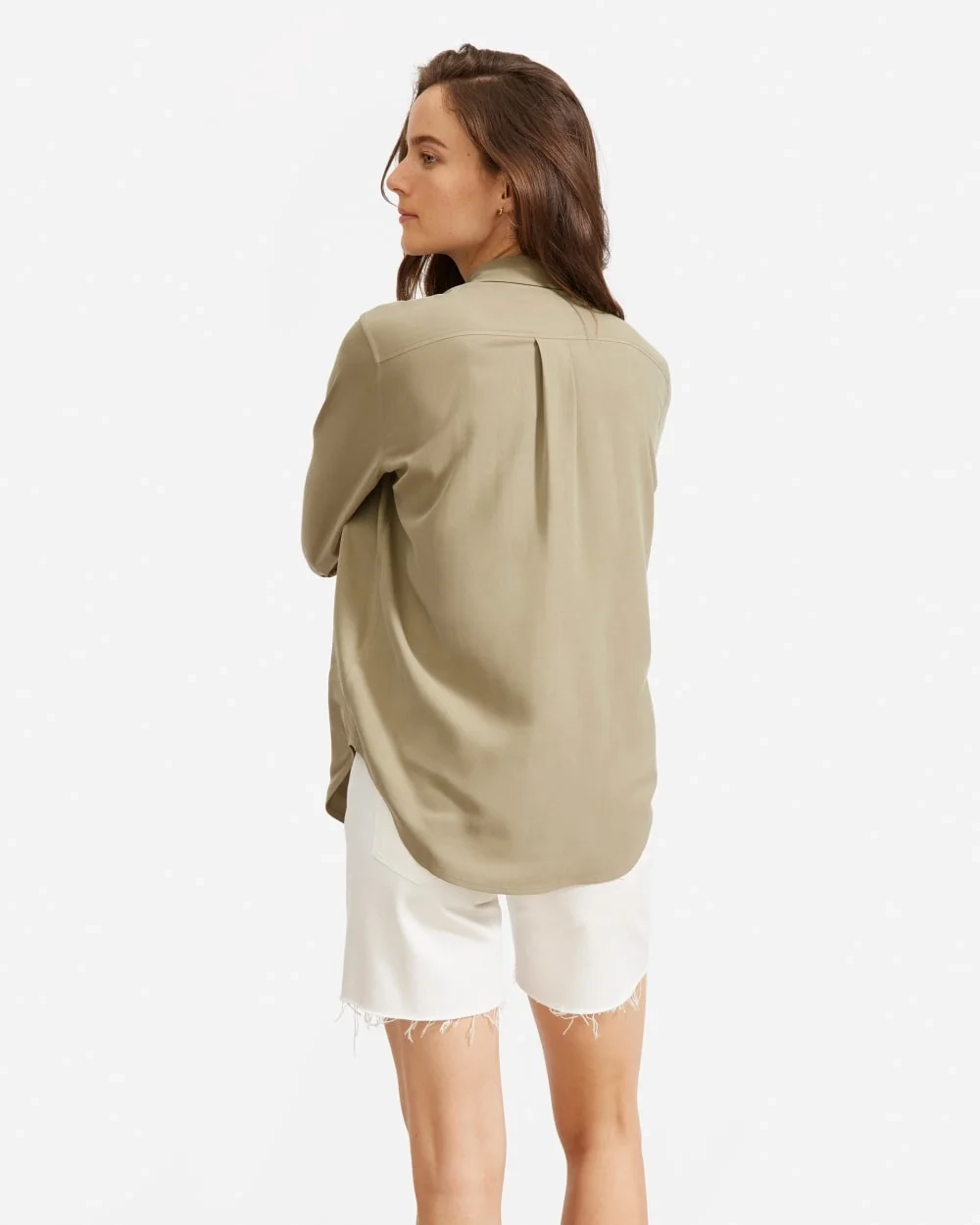 The Washable Silk Relaxed Shirt  | Covert Green (4)