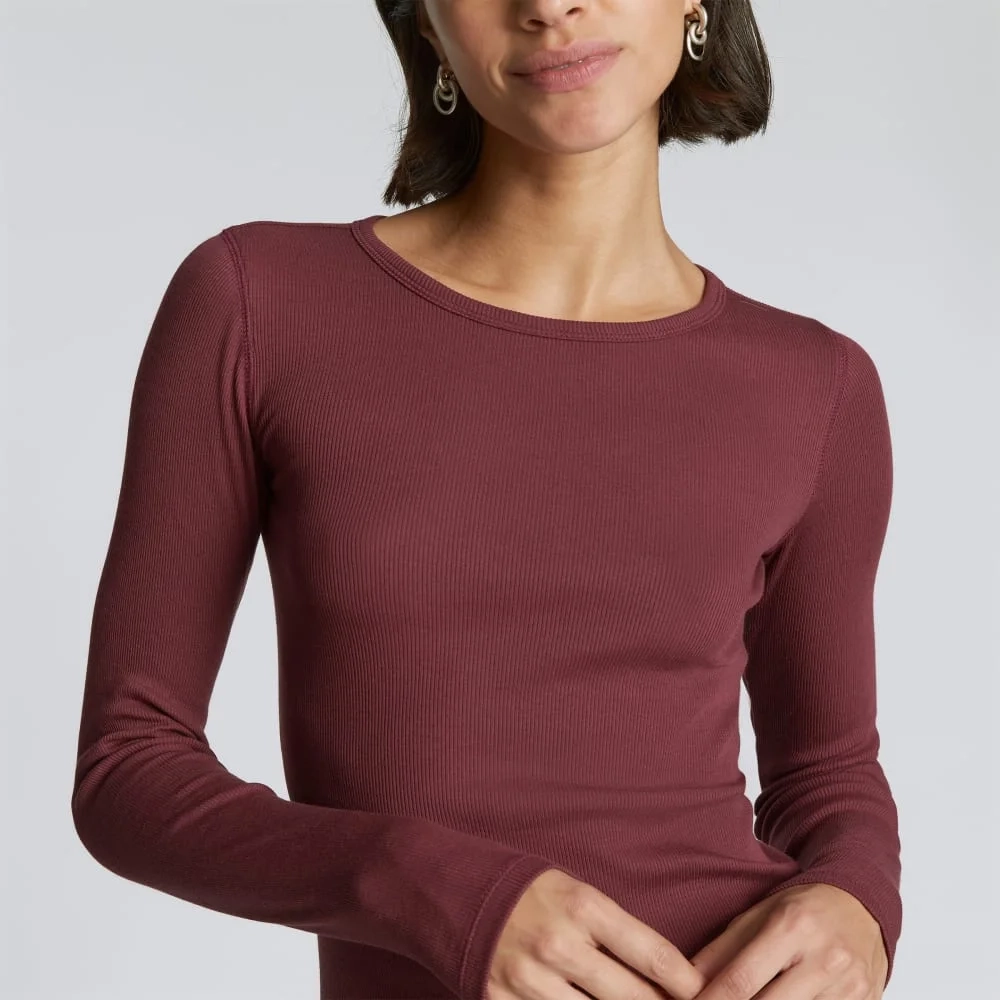 The Pima Micro-Rib Long-Sleeve Crew | Brandy (2)