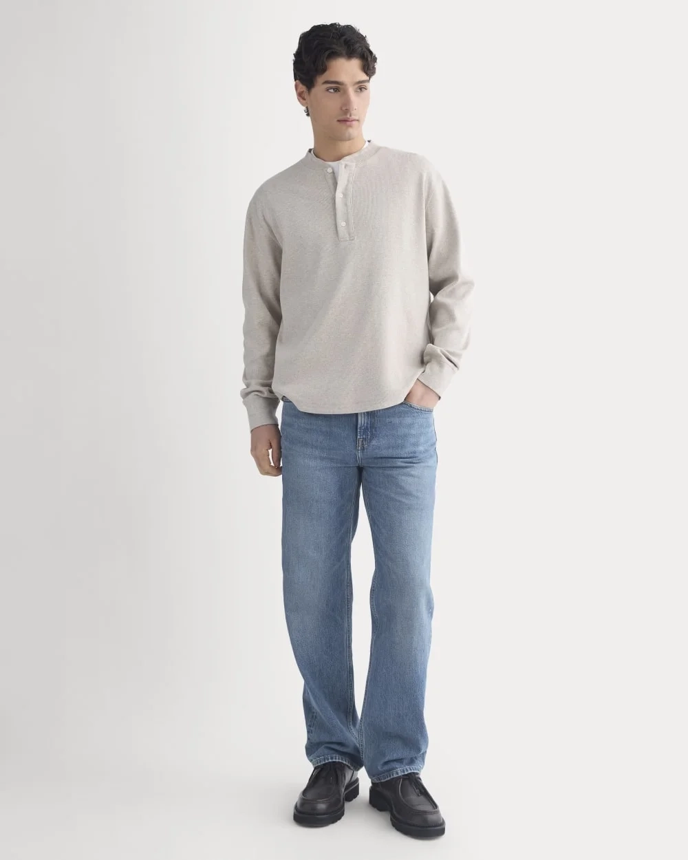 Vintage Rib Henley | Heathered Oatmeal (2)
