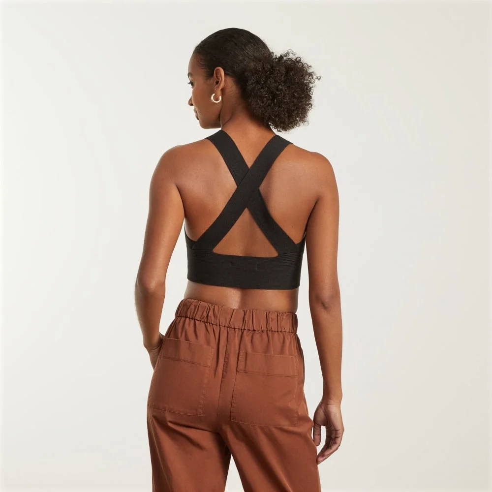 The Cross-Back Cropped Sweater Top | Black (2)
