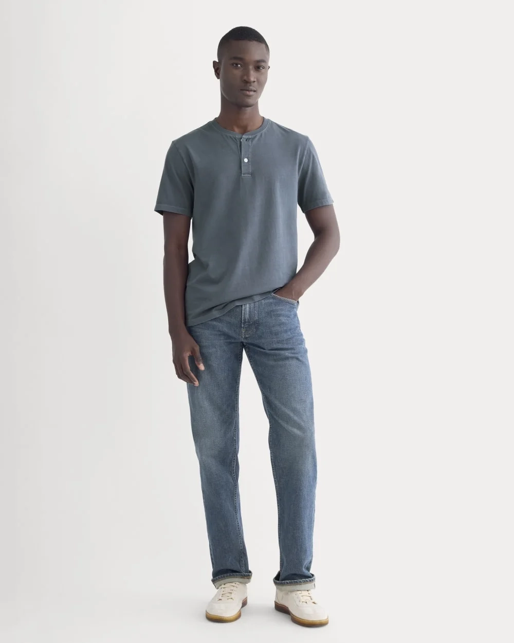 The Essential Organic Garment-Dyed Henley | Navy (2)