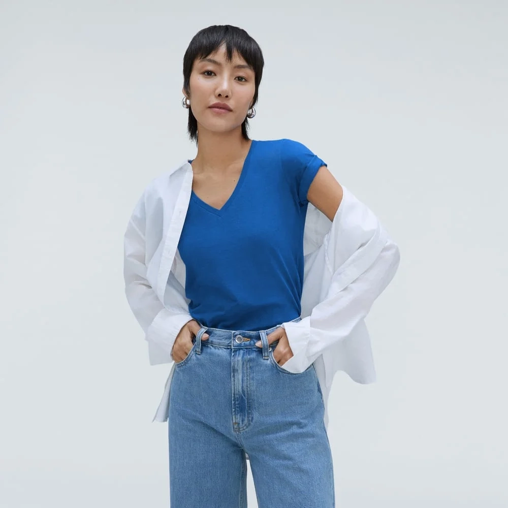 The Organic Cotton V-Neck | Lapis Blue (2)