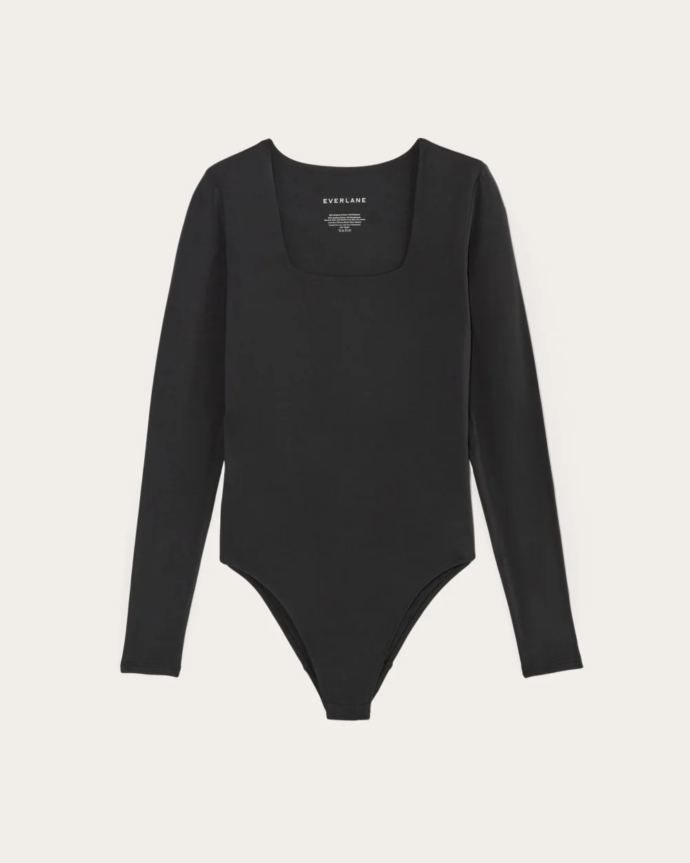 The Long-Sleeve Supima® Square-Neck Bodysuit | Black | Bikini (2)