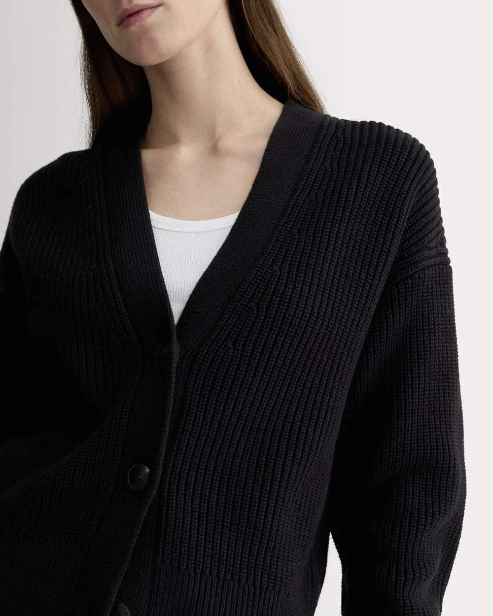 The Boxy Cardigan in Everyday Cotton | Black (2)