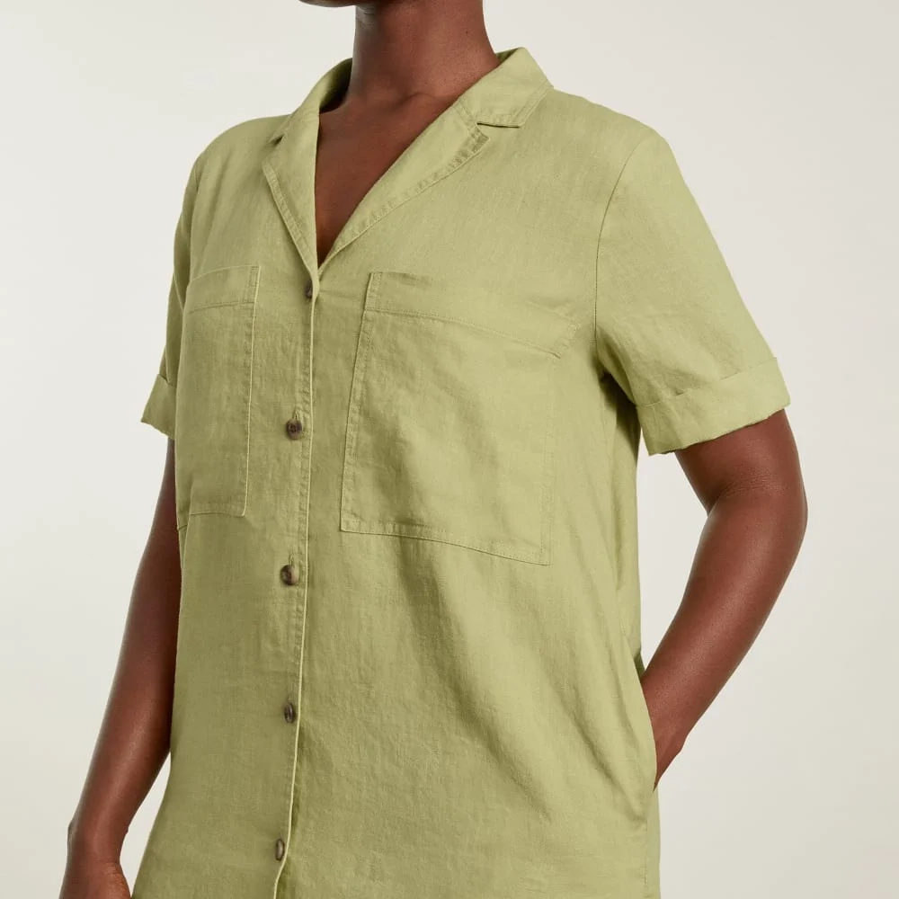 The Linen Workwear Dress | Leek (2)
