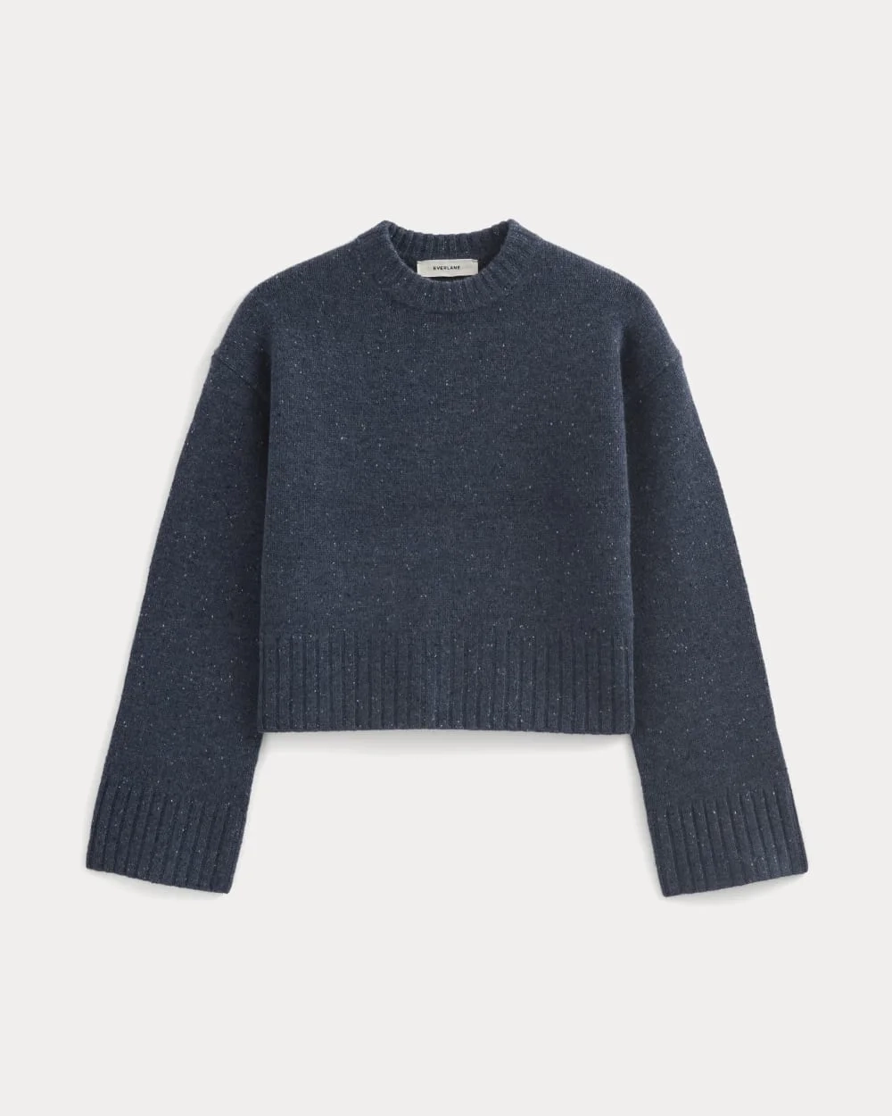 Cropped Boxy Crew in Luxe Merino | Heathered Blue Donegal (2)