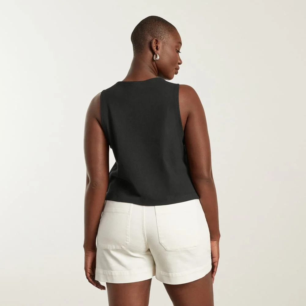 The Premium Weight Cropped Pocket Tank | Black (3)