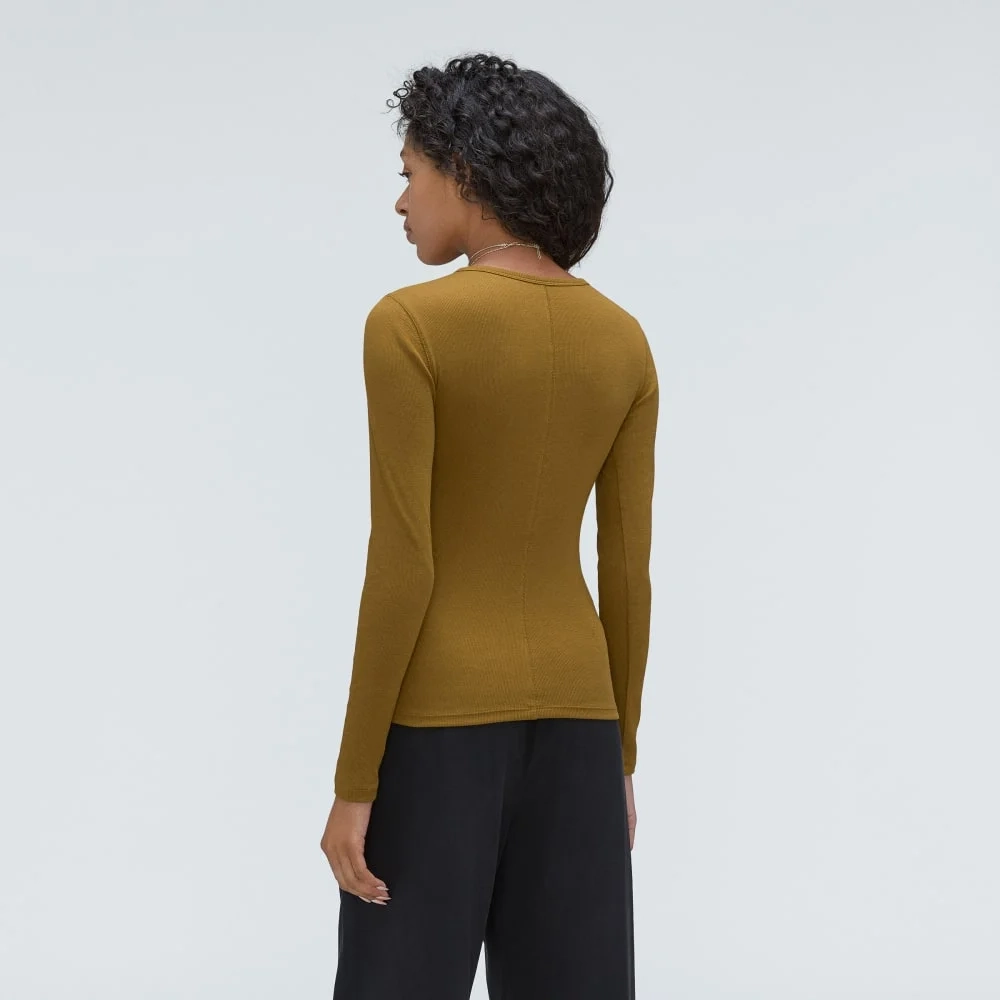 The Pima Micro-Rib Long-Sleeve Crew | Tapenade (2)