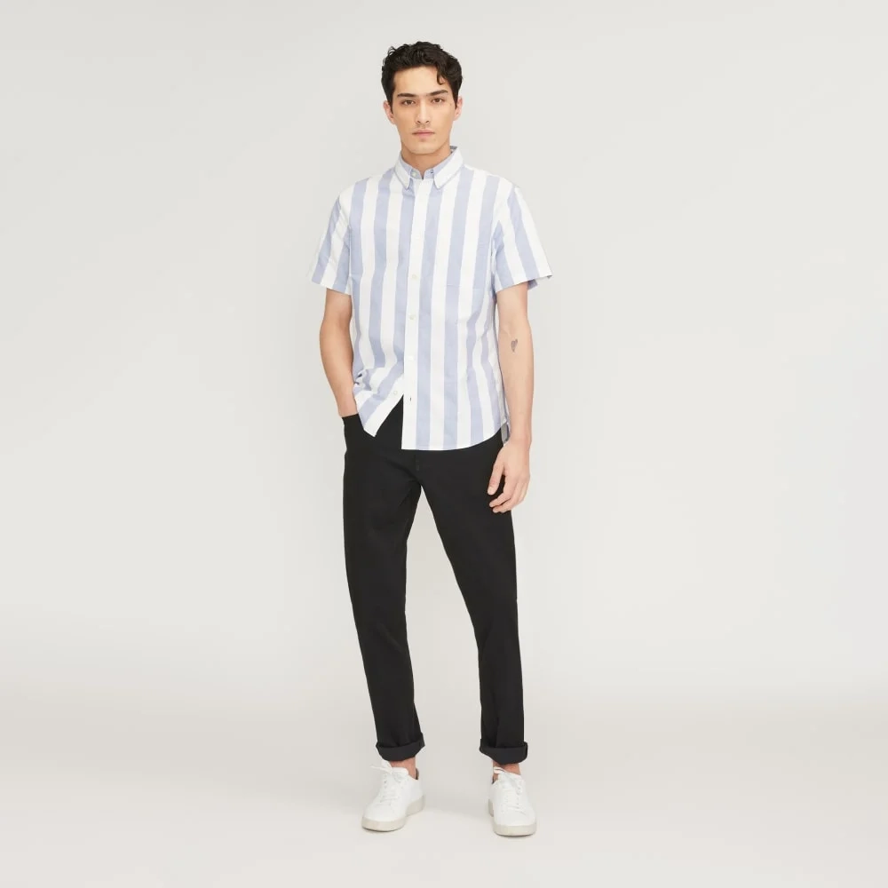 The Organic Short Sleeve Oxford Shirt | Mazarine Blue / Bone (2)