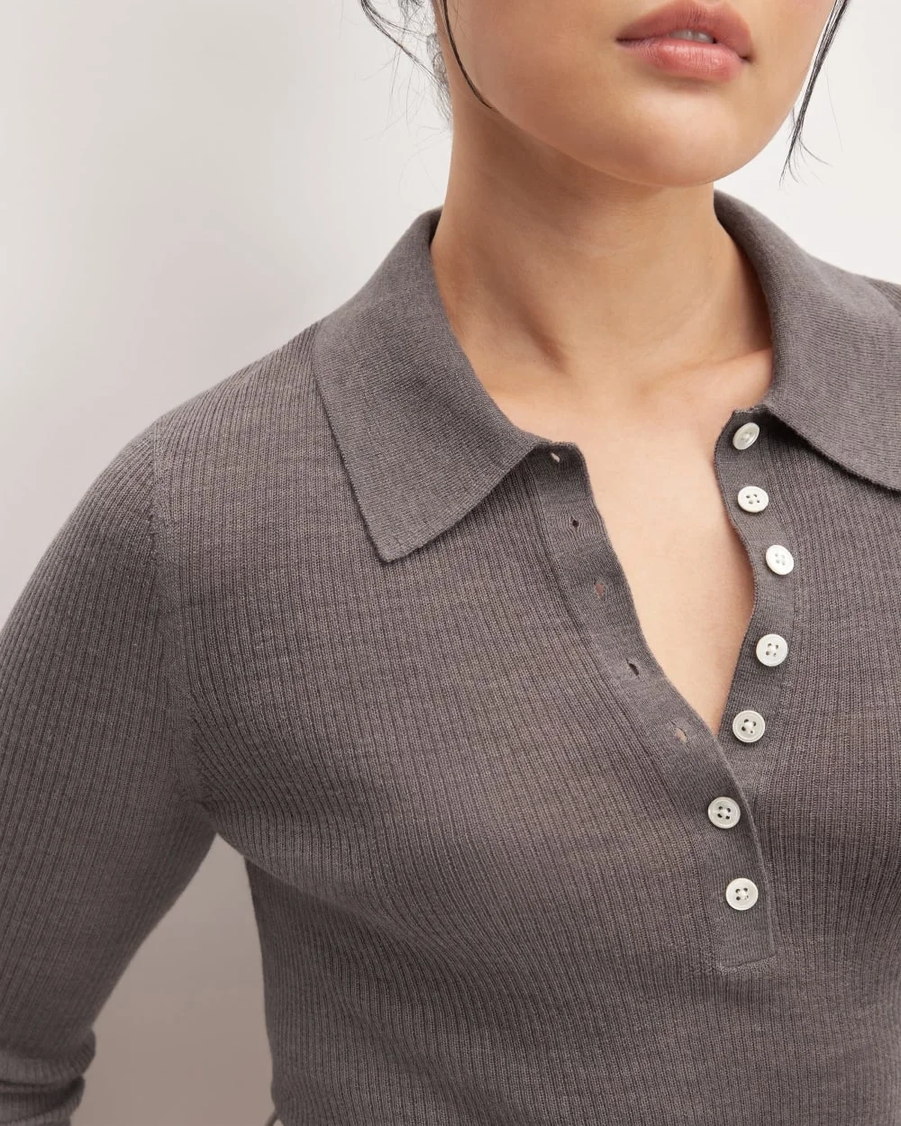 The Polo in Ultrasoft Merino | Heather Cocoa (3)
