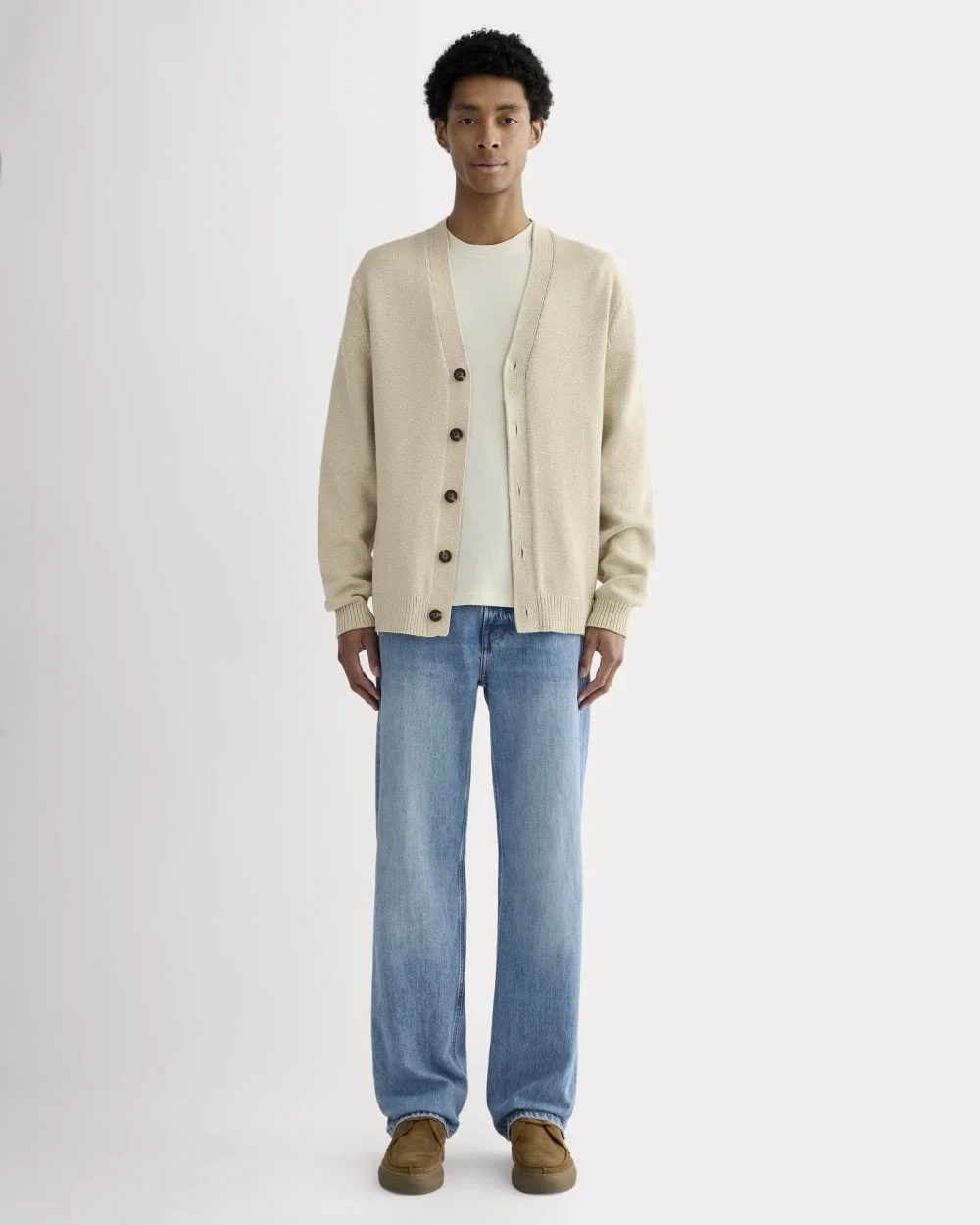 The Classic Cardigan in Everyday Cotton | Desert Sand / Natural (2)