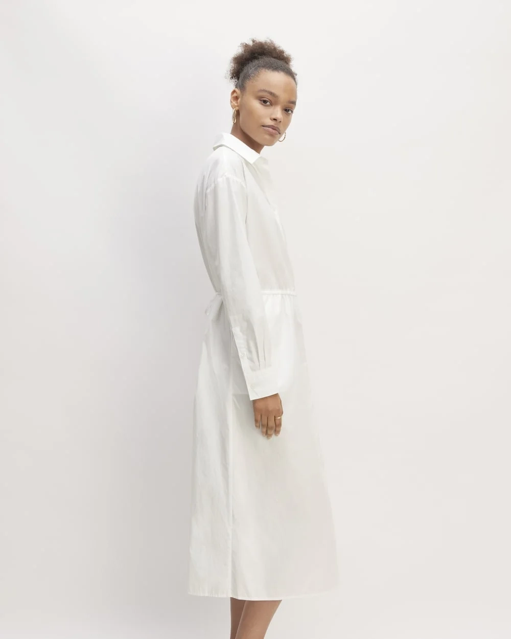 The Supima® Cotton Midi Shirt Dress | White (3)