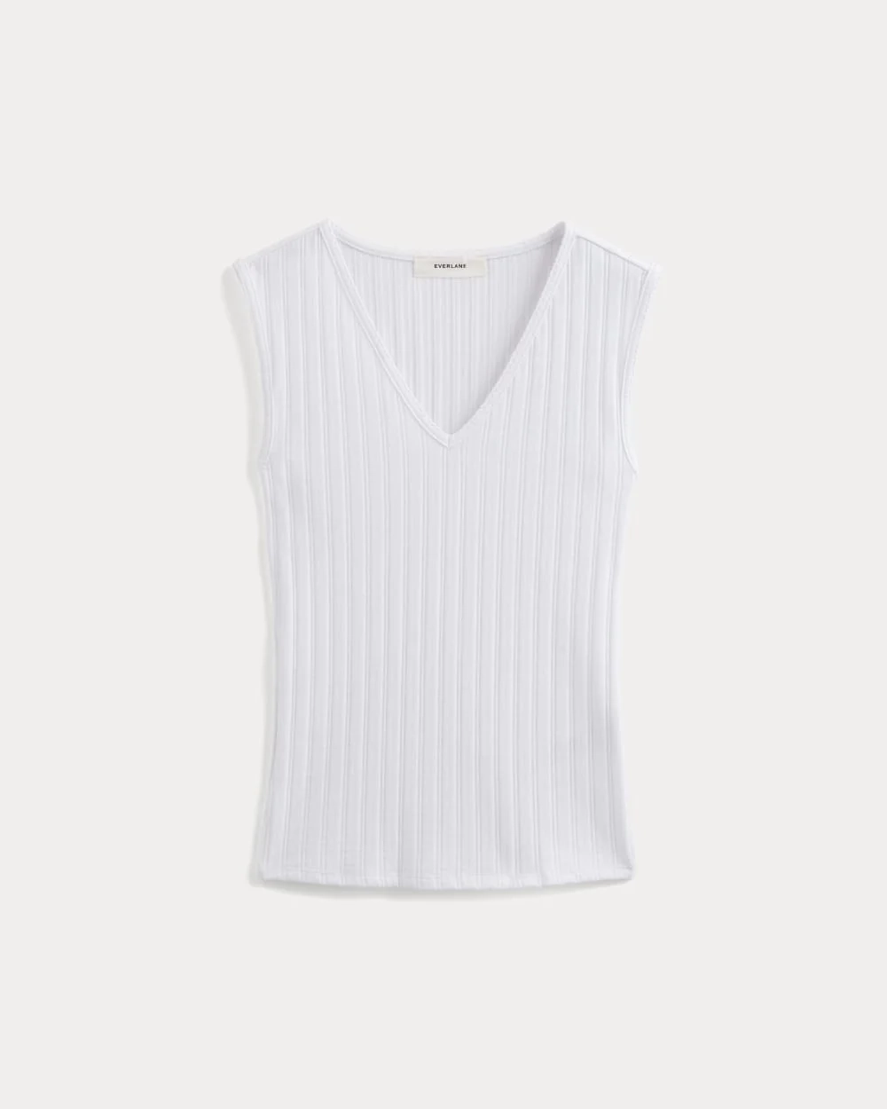 V-Neck Tank in Pointelle | White
