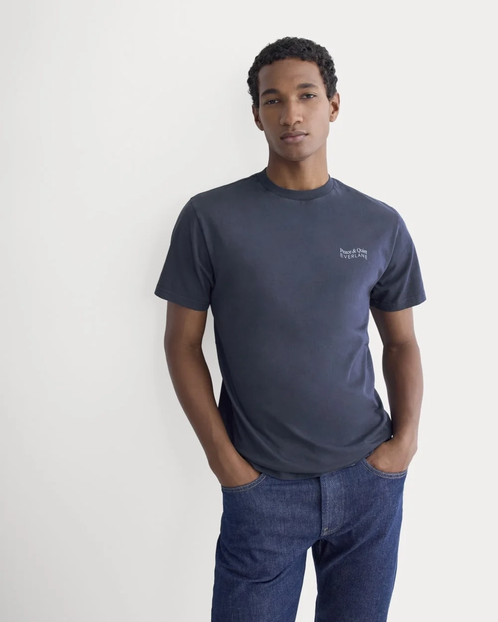 Everlane x Peace & Quiet Graphic Logo Tee |  Navy (2)