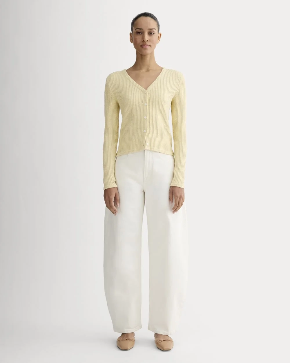 The Cozy Rib Cardigan | Banana Crepe (2)