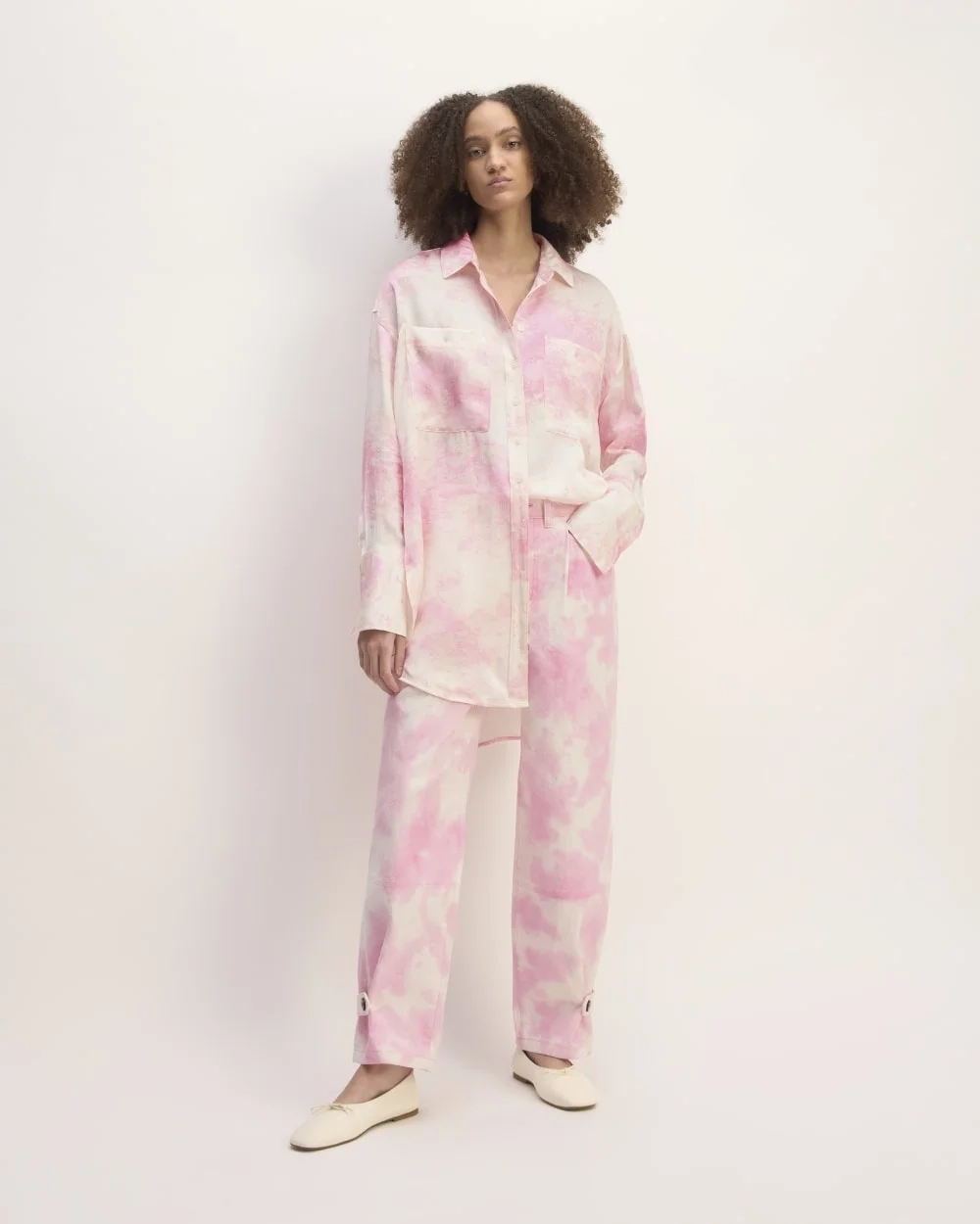 The Everlane x Marques' Almeida Satin Tie-Dye Shirt | Pink Tie-Dye (2)