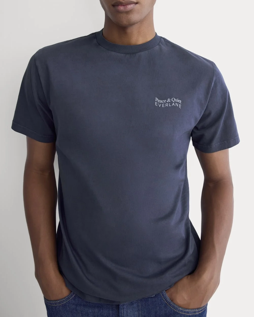 Everlane x Peace & Quiet Graphic Logo Tee |  Navy (3)