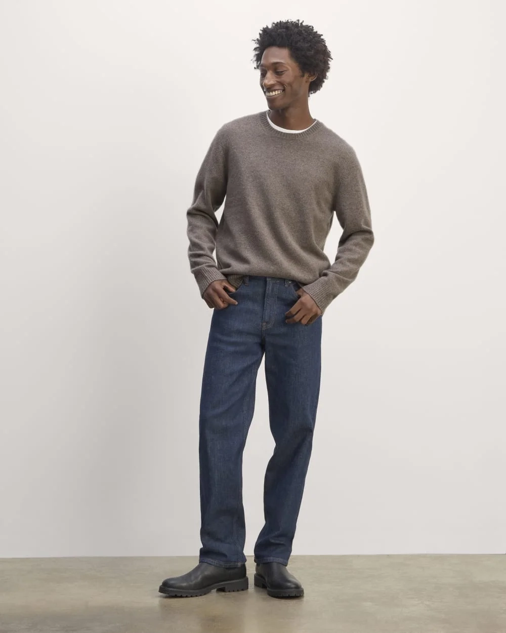 The Premium Merino Crew Neck Sweater | Taupe Melange (2)