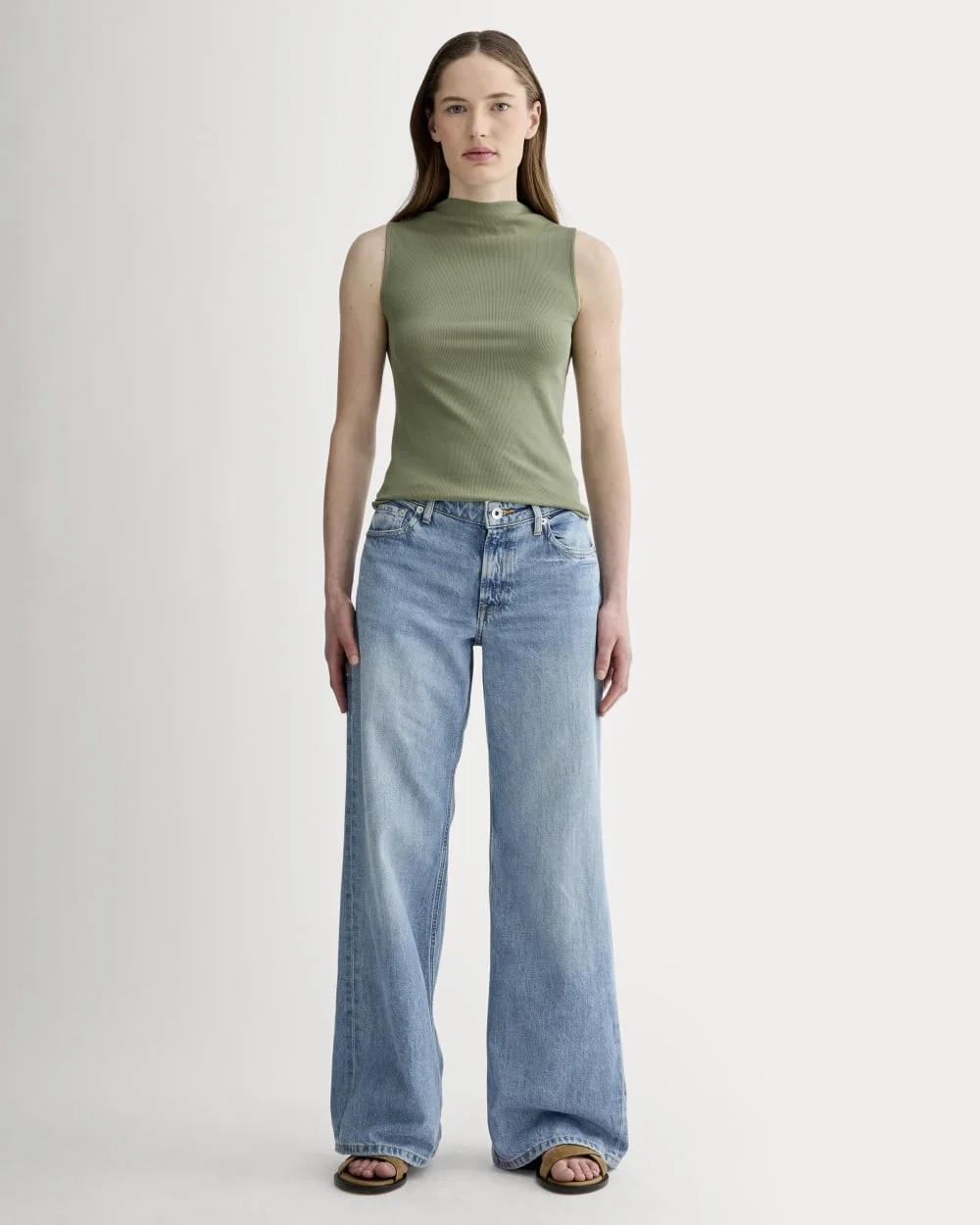 The Luxe Rib Funnel-Neck Tank | Sagebrush (2)