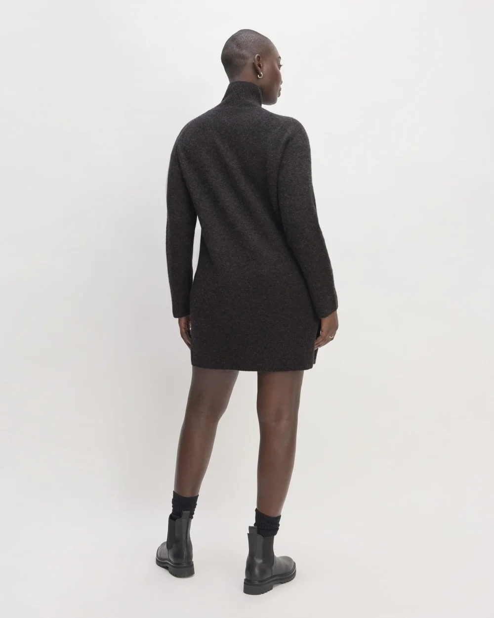 The Cozy Stretch Turtleneck Dress | Charcoal (3)