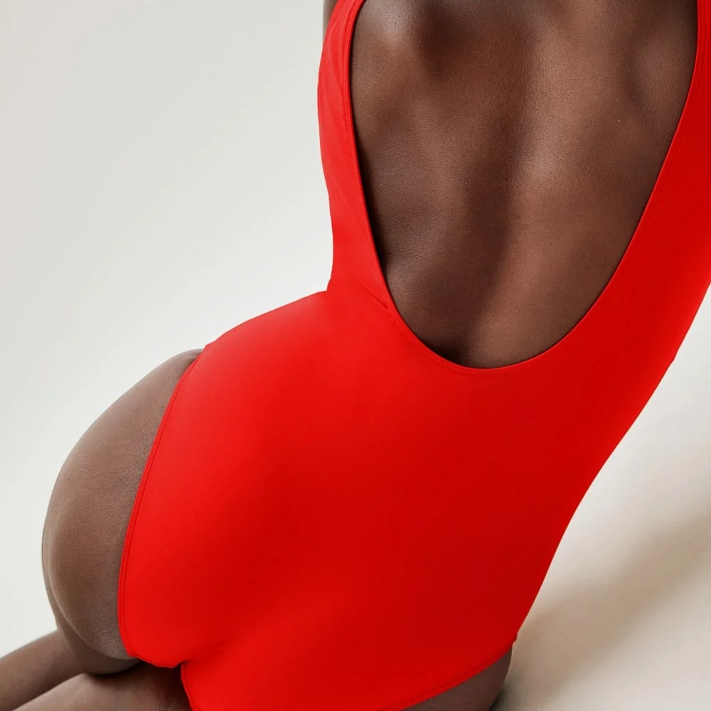 The Square-Neck One-Piece | Bright Red (4)