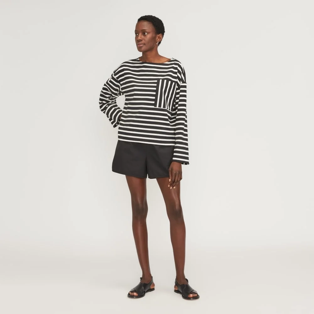 The Premium Weight Oversized Pocket Tee | Black / Canvas Tan (2)
