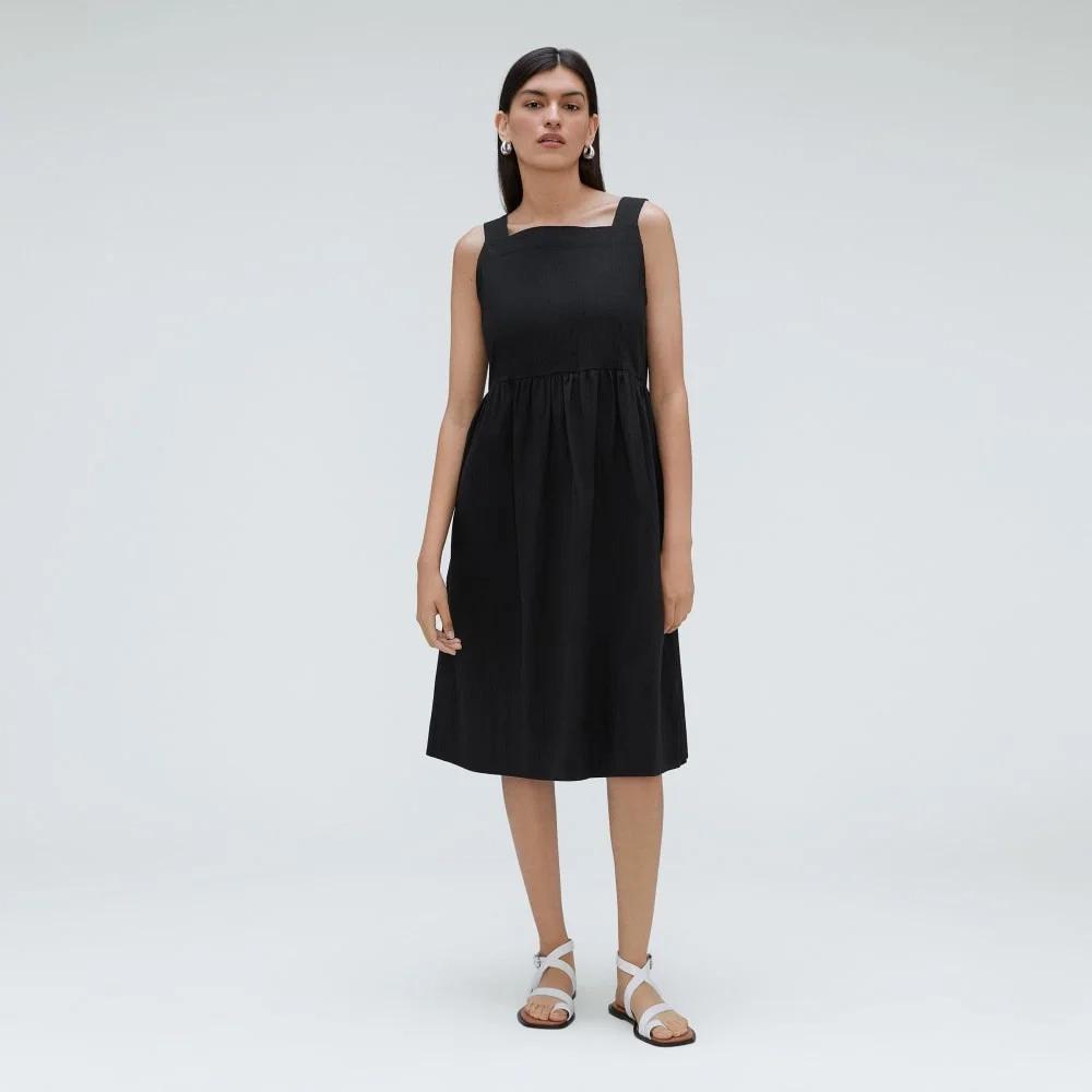The Seersucker Midi Dress | Black (2)