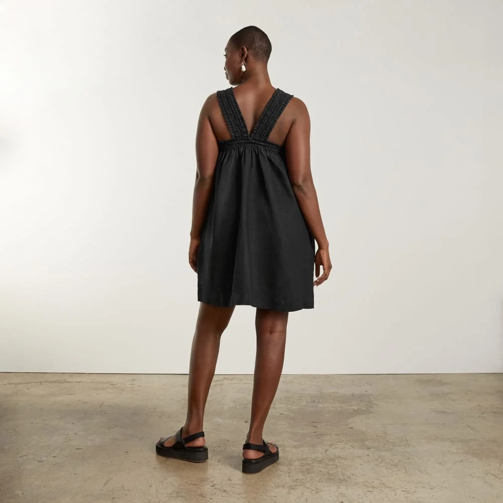 The Smocked Linen Dress | Black (3)