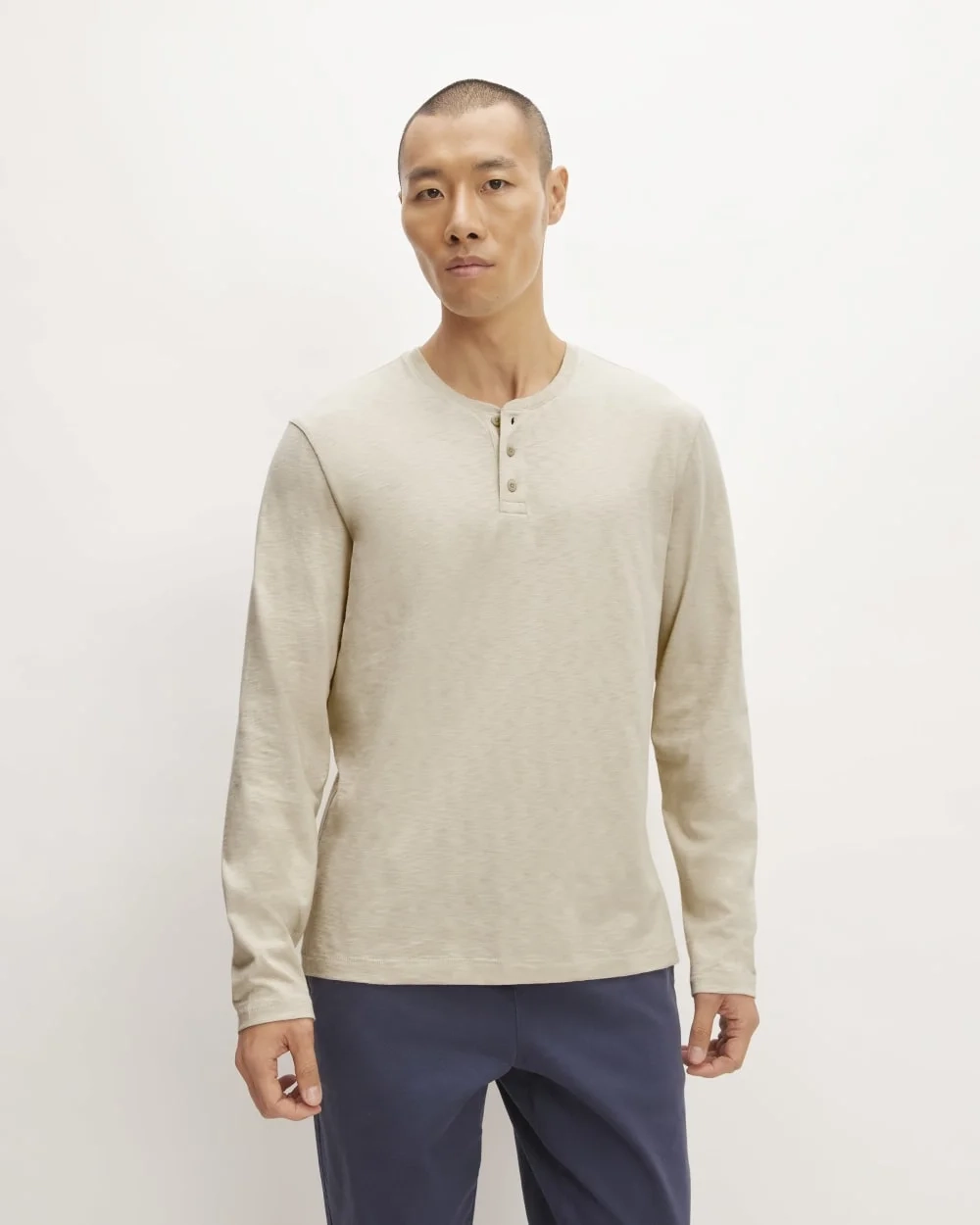 The Slub Long-Sleeve Henley | Pelican (2)